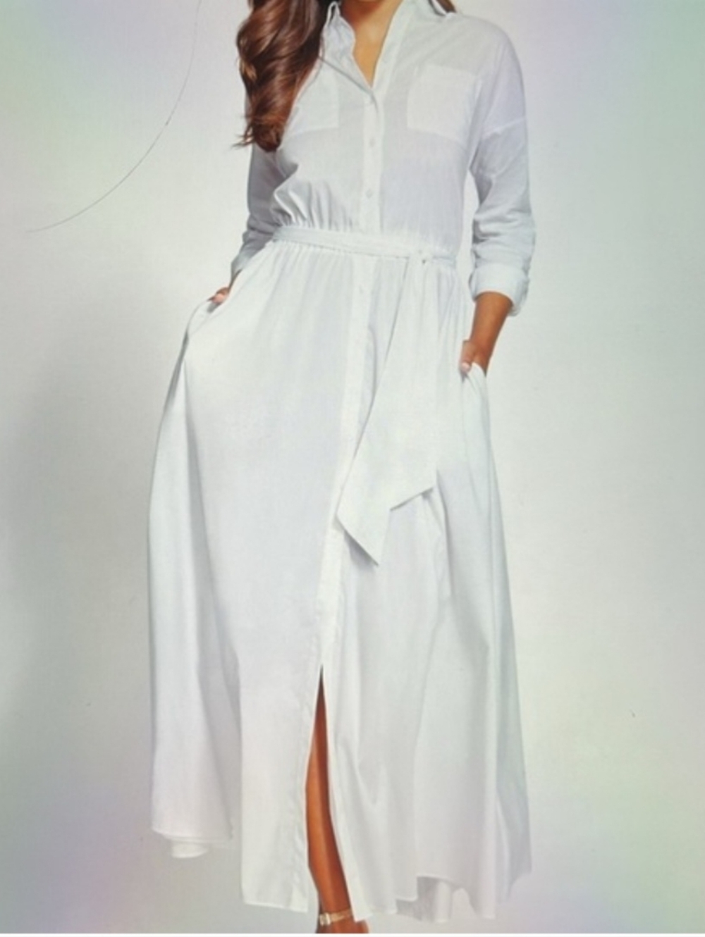 NY&Co Gabrielle Union White Maxi Dress Size S